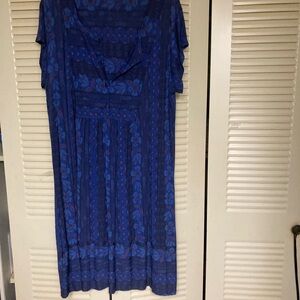 Gudrun Sjoden Blue Pleated Midi Dress with Tunic Sleeves